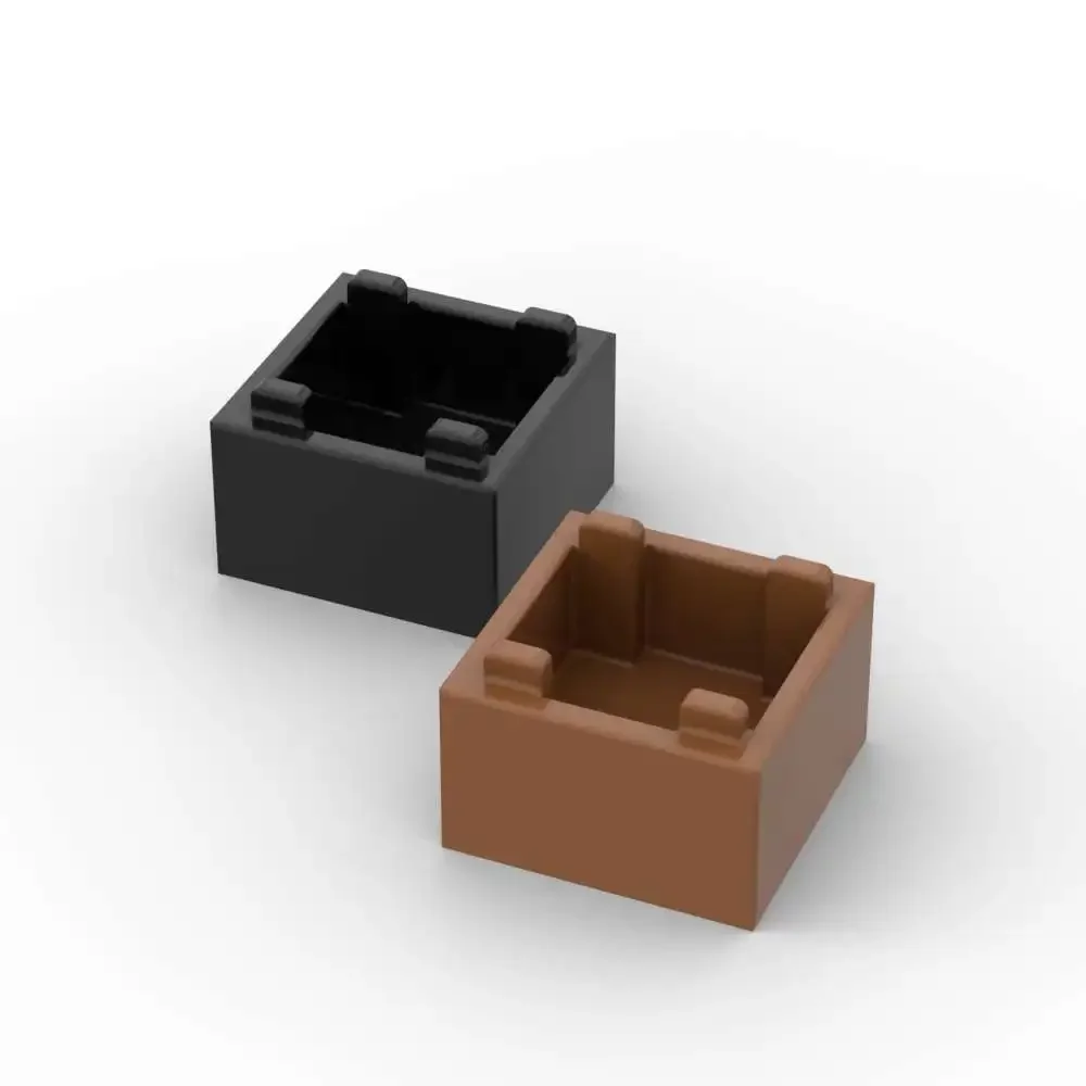 MOC 10PCS 35700 2x2x1 컨테이너 박스 빌딩 블록 플랫 59121 벽돌로 만든 상단 개방형 재미있는 장난감 성인 소년 특별한 날 선물