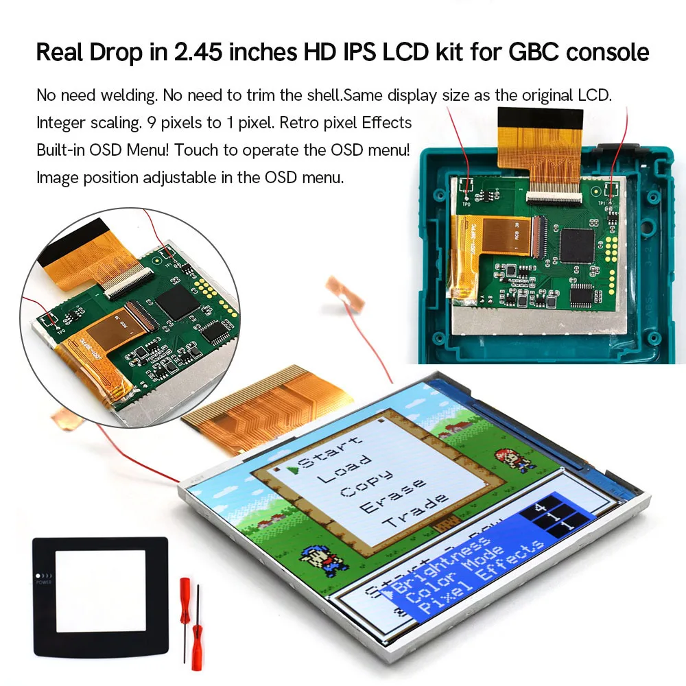 Original Size Drop in inches HD IPS LCD kit for Game Boy