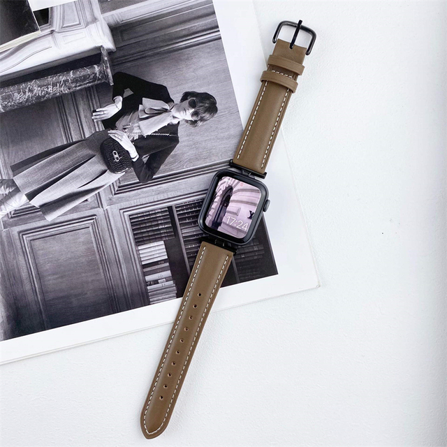Leather strap For Apple Watch band 44MM 40MM 42MM 38MM Bracelet Belt for iWatch series 7 6 SE 5 4 41MM 45MM Correa Wristband