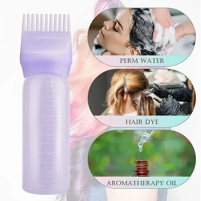 120ml Hair Oil Applicator Bottle Hair Dyeing Shampoo Bottle Comb Hair Dye Bottle Applicator Hairdressing Coloring Styling Tools