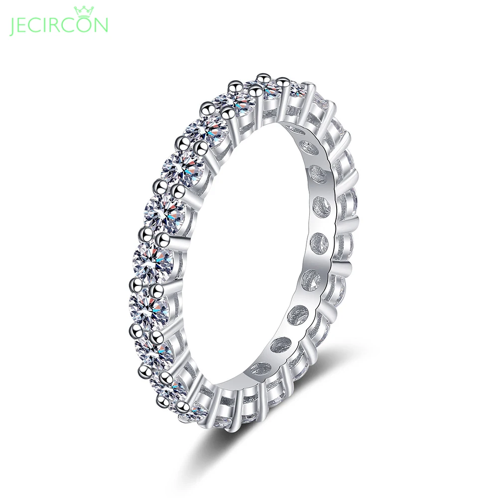 

JECIRCON Total 2.2 Carat D Color Moissanite Row Ring for Women Plated pt950 Full Diamonds High-end 925 Sterling Silver Jewelry