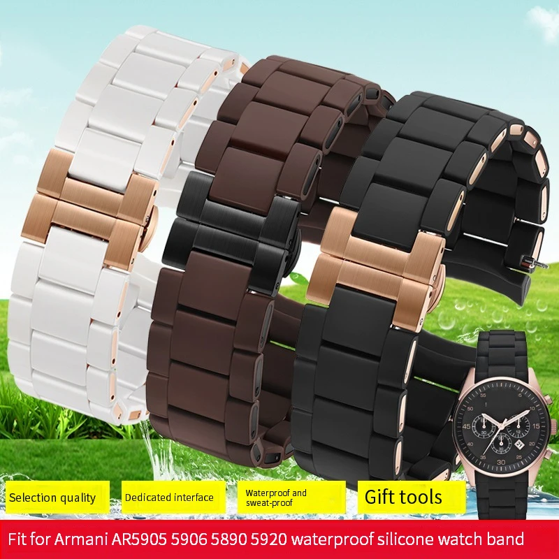 

Ремешок из силикона и нержавеющей стали для часов Armani AR5889/5890/5905/5920/5919 Series, мужской, 23 мм, женский, 20 мм, резиновый ремешок для часов