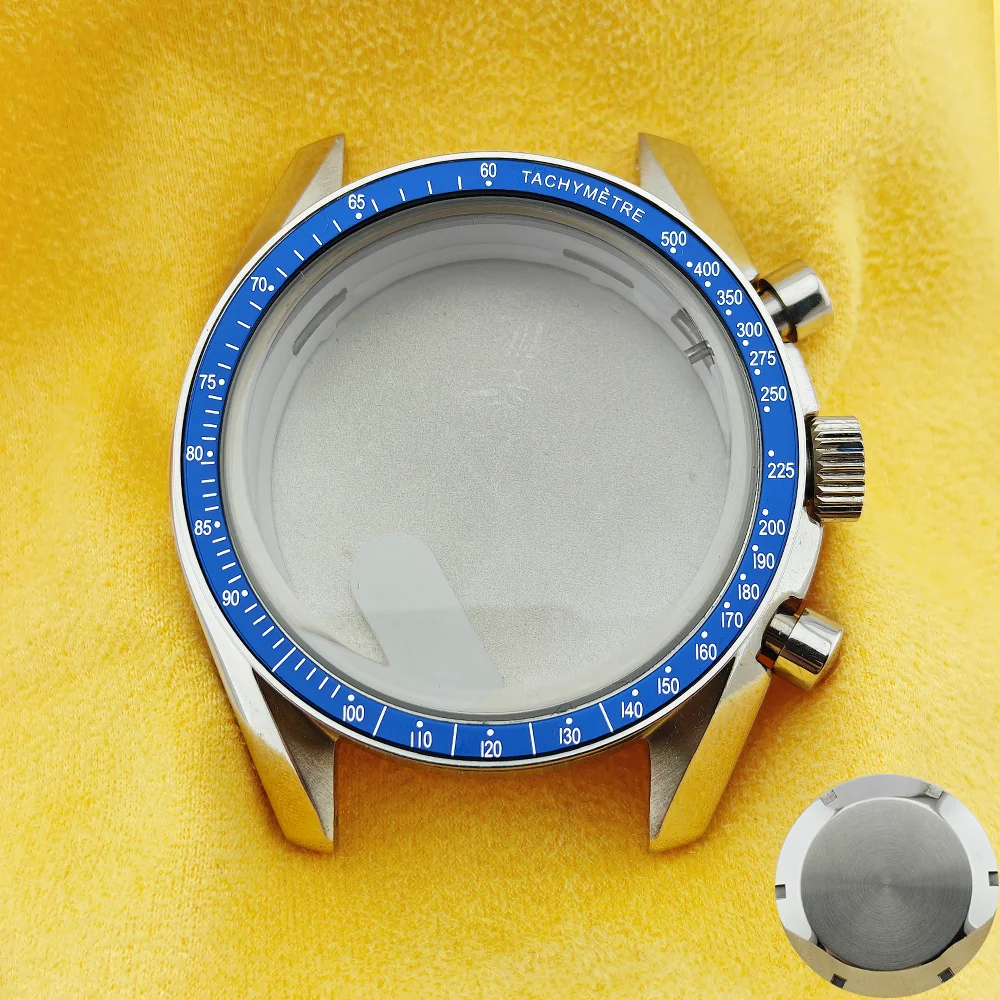Moon Pattern Stainless Steel Chronograph Watch Case, 39.7mm