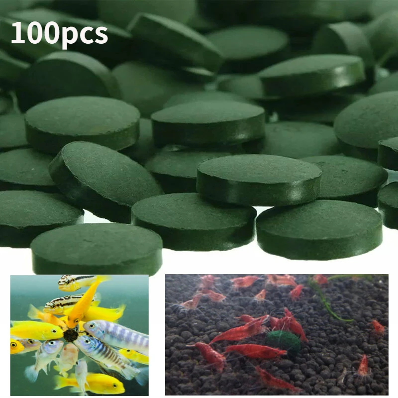 100pcs Spirulina Tablets Enrichment Favorite Pet Food Fish Crystal Red Shrimp Fish Food Aquarium Accessories