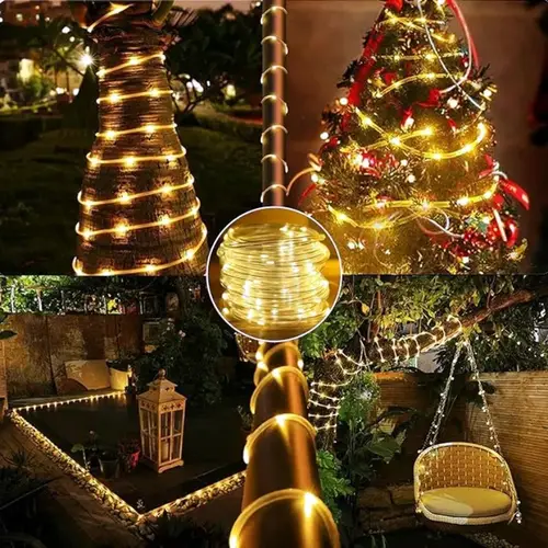 LED Solar Strip Rope Tube Fairy Light Solar Powered Garland String Light Christmas Decor for Outdoor Garden Lawn Tree Yard Fence - Image 3