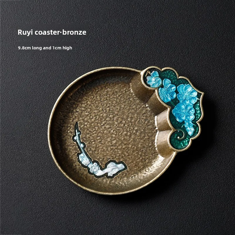 Japanese Antique Copper Coasters Retro Heat Insulation Cup Holder Mat Pad Chinese Kung Fu Gungfu Tea Ceremony Tea Trays Teaware