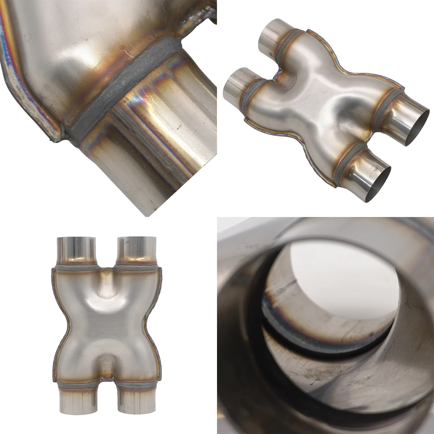 Exhaust H Pipe 2" 2.25" 2.5" 3" Inlet 51 57 63 76MM Outlet exhaust flex pipes for Universal Exhaust Muffler X Tube Adapter Car 409 Stainless Steel