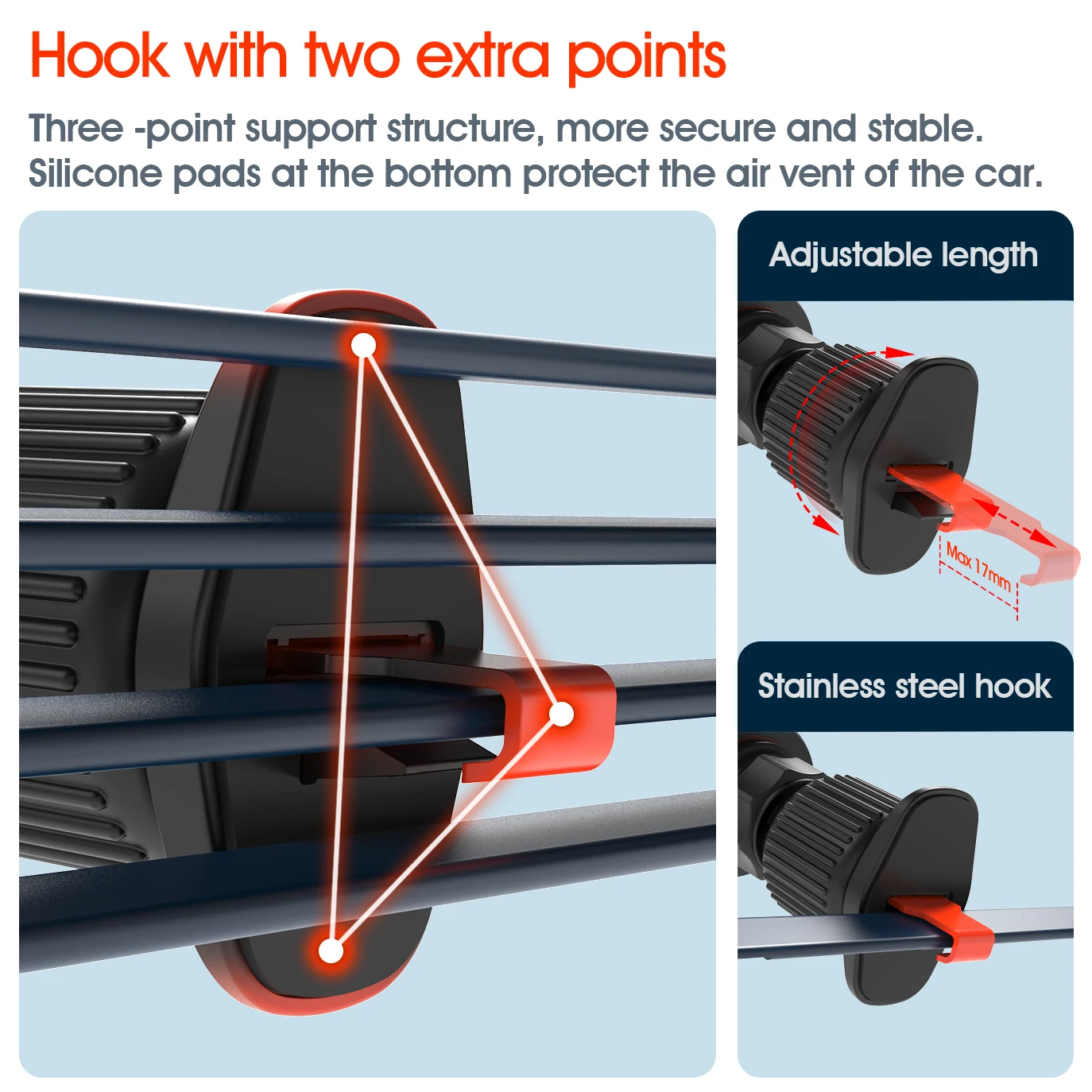 Universal Car Vent Phone Holder – One-Hand Quick Mount & Release Air Vent Clip Stand