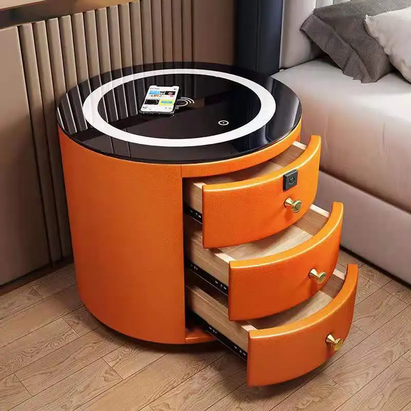  Smart Nightstand with Drawer and Safe, LED Bedside Tables with  Charging Station Night Stand Modern Night Table for Bedroom, Office (Color  : Orange, Size : 13.8x15.7x19.7in) : Home & Kitchen