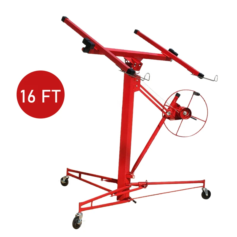 【Breeins】16FT Rolling Drywall Lifter Panel Hoist Jack Tool Heavy Tools