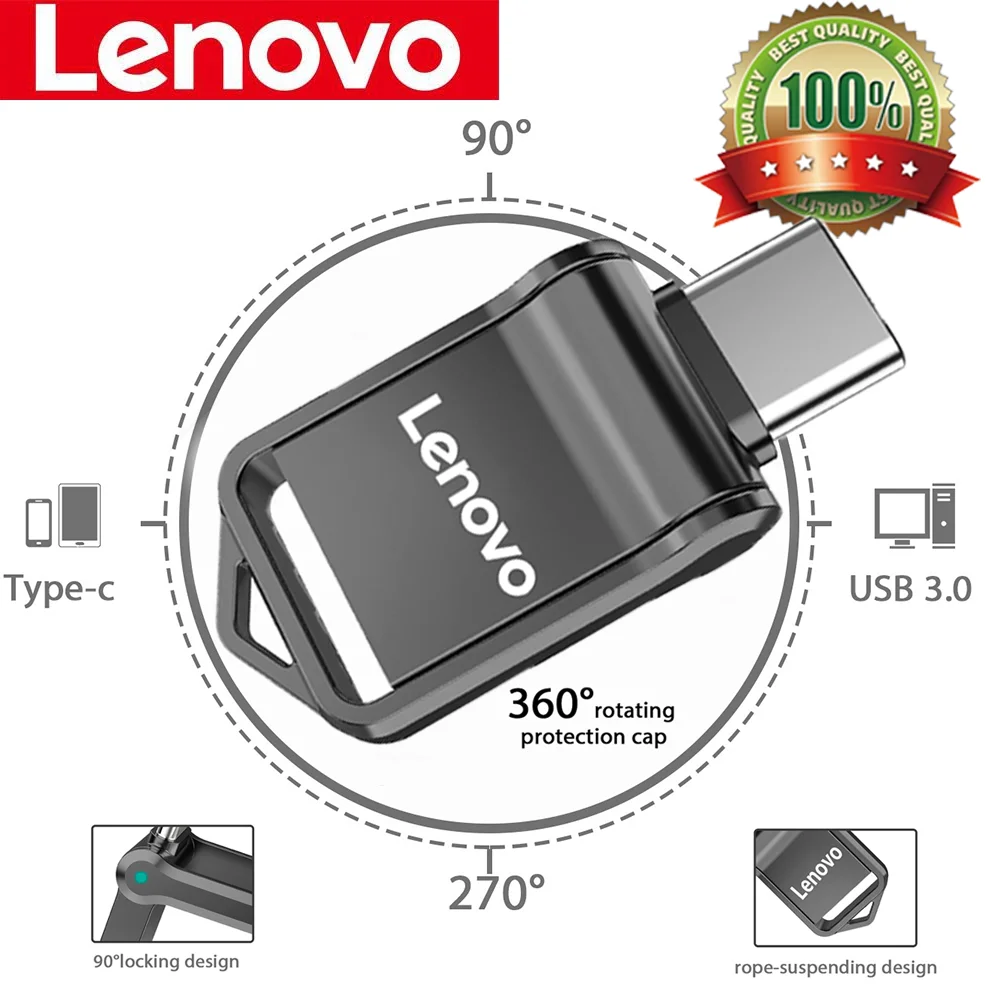 Lenovo USB Flash Drive 2TB DualUse OTG Dual Flash Memory Portable