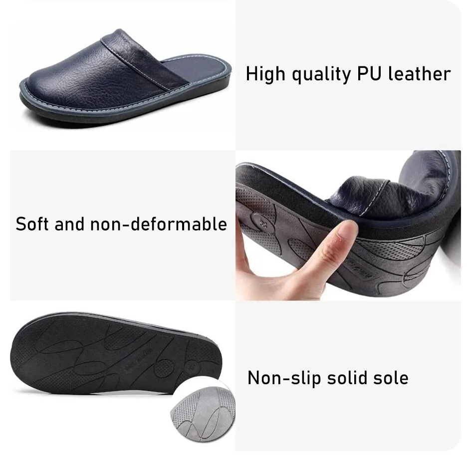 Indoor Shoes Men's Slippers Breathable Non Slip Waterproof Large Size Leather Baotou Slippers Home Slippers Shoes