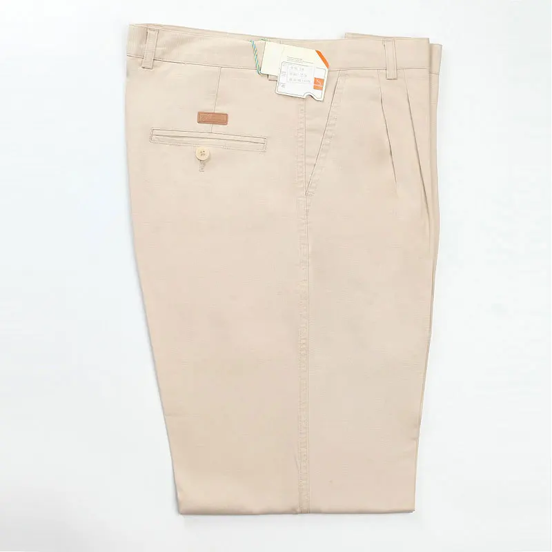 Men Casual Trousers High Waist Loose Pure Cotton Casual Pants Double Wrinkle Resistant Ironing Large Full Length Plus Size 30-46 3