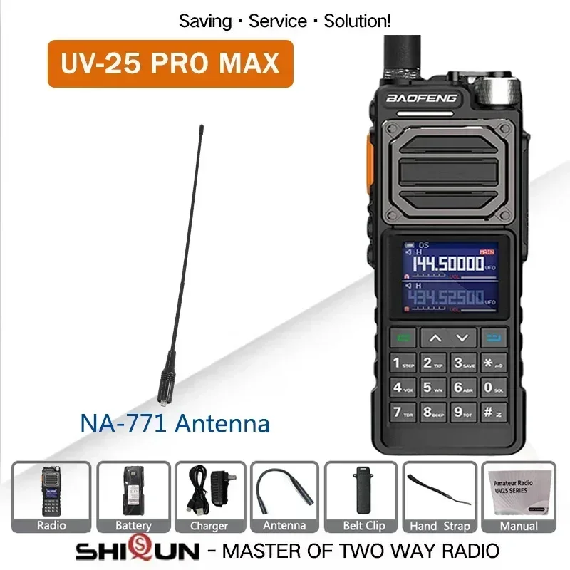 New UV-25 Pro Max Tactical Walkie Talkie High Power 50KM 136-520MHz 999CH USB C Charger Two Way Radios Six Bands BF-X5 Pro 4