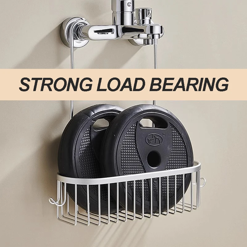 Deluxe Hanging Shower Caddy with Hooks and No-Drill Installation