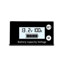 Universal Battery Capacity Indicator for Lead Acid and Lithium Batteries, Digital Voltage Gauge for Vehicles (White Screen)