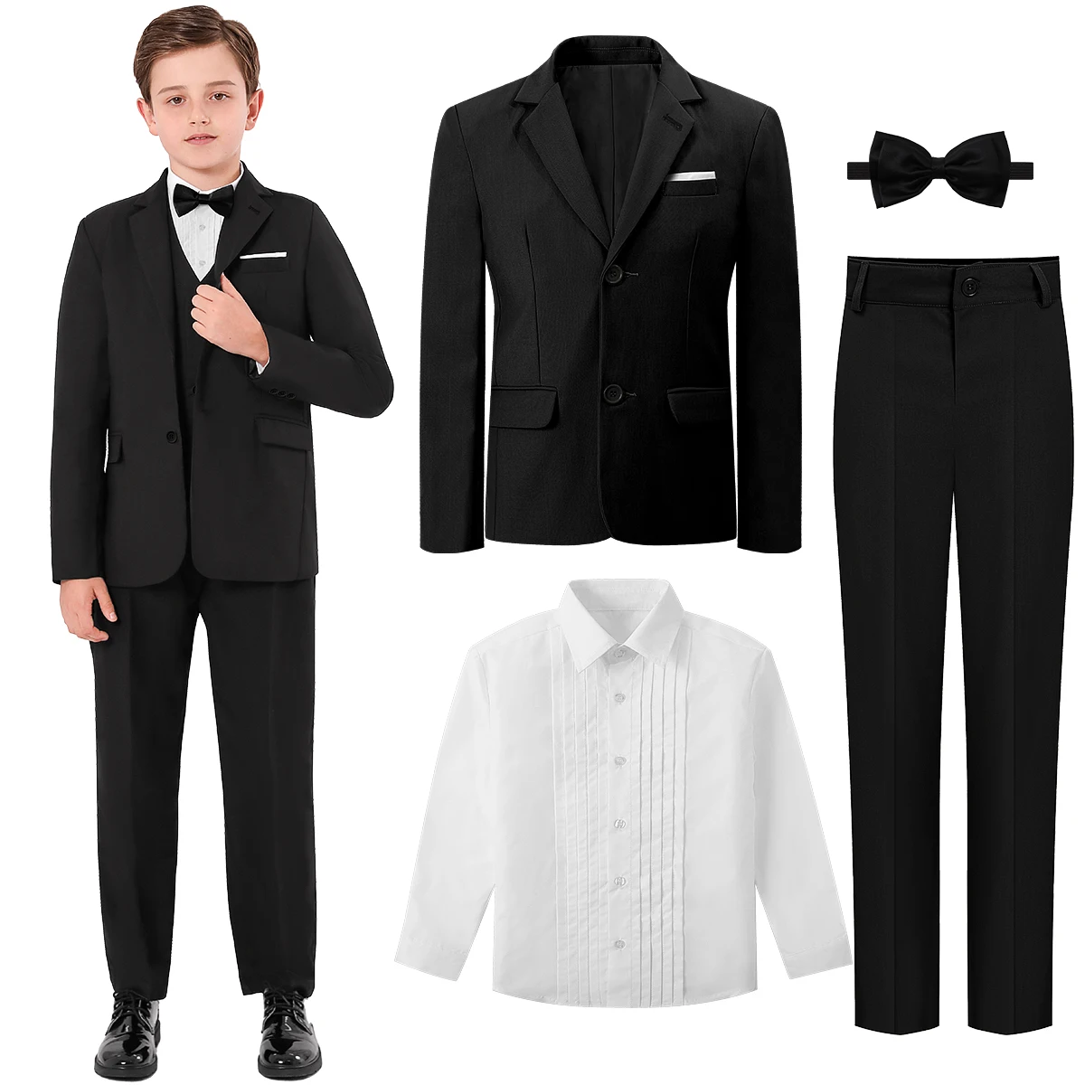 Kids Tuxedo for Boys Suit Teenager Wedding Easter Church Formal Outfit Birthday Party Gift Performance School Graduation Set boys suits