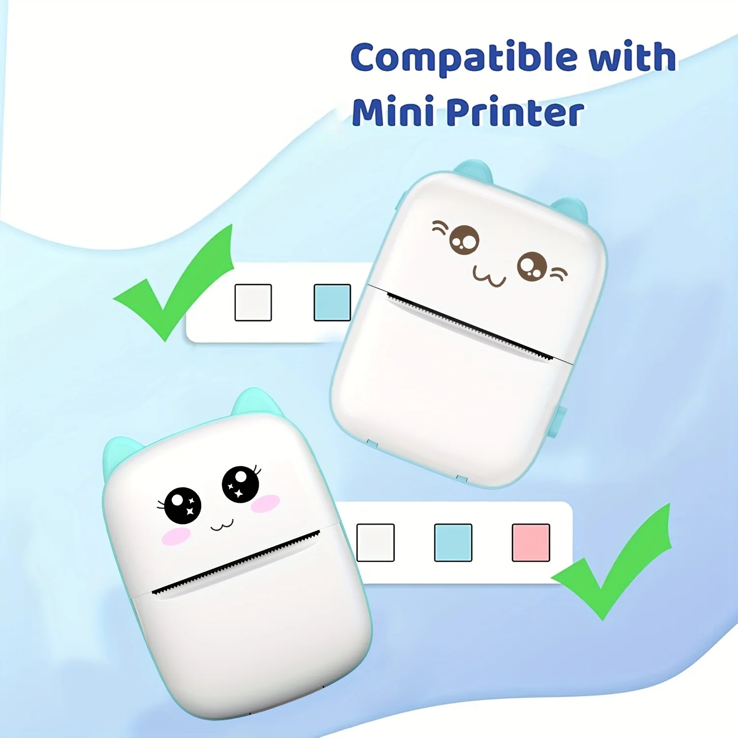 [Colorful Adhesive Paper] Transparent Adhesive Paper, Mini Printing Paper 57mm | Display Pink Blue Green Black, 57*25mm