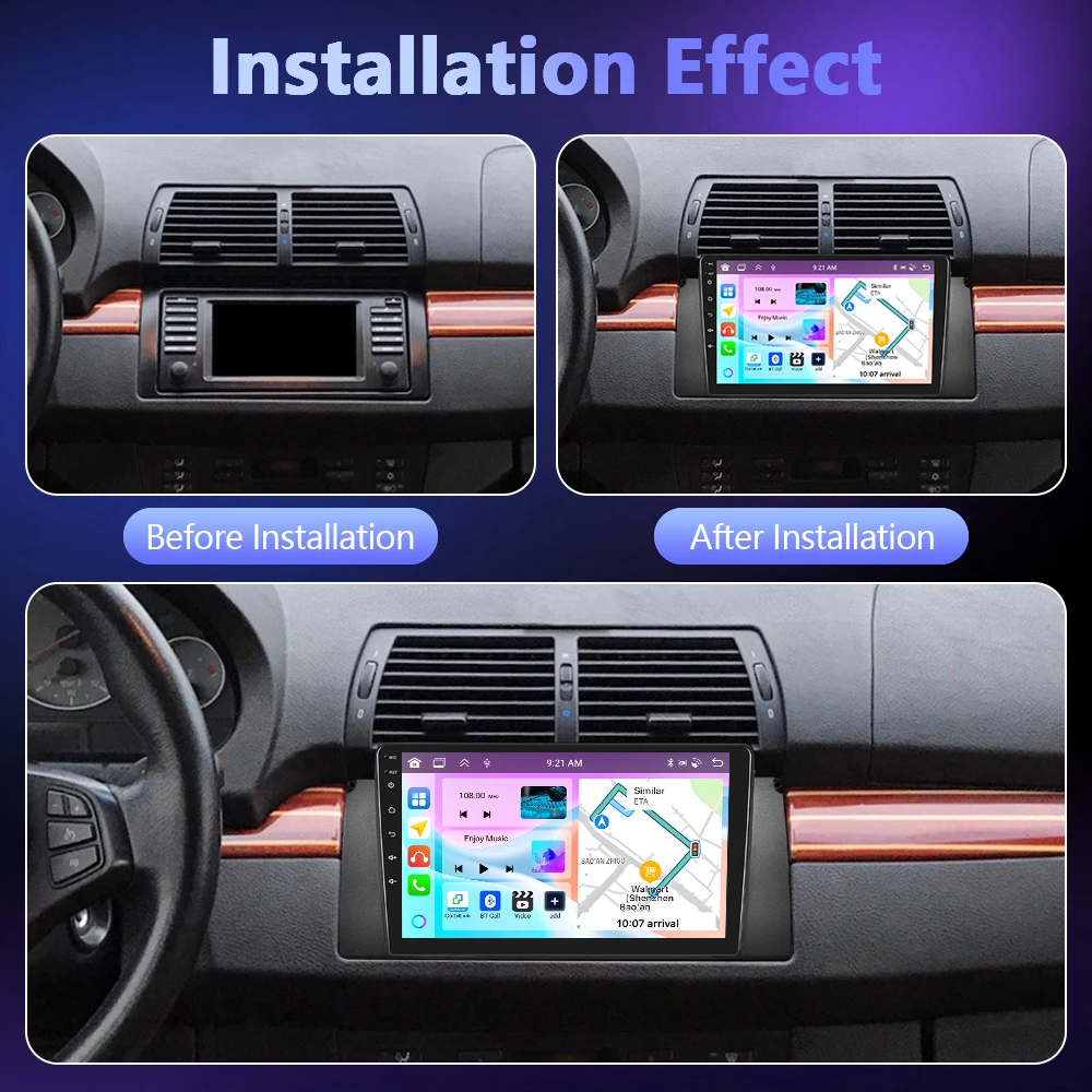 Radio Podofo con Carplay y Android Auto inalámbrico para BMW E53 1999-2005, sistema inteligente para automóvil, GPS, estéreo, unidad principal, reproductor multimedia 5