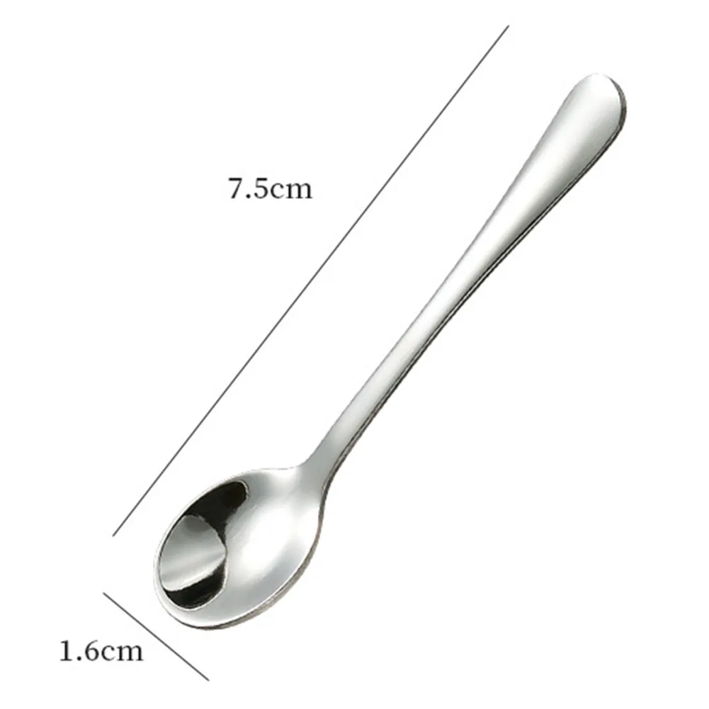8pcs Stainless Steel Seasoning Spoon Small Round Spoon Mixing Polished Home Kitchen Tableware 7.5x1.6cm ﻿
