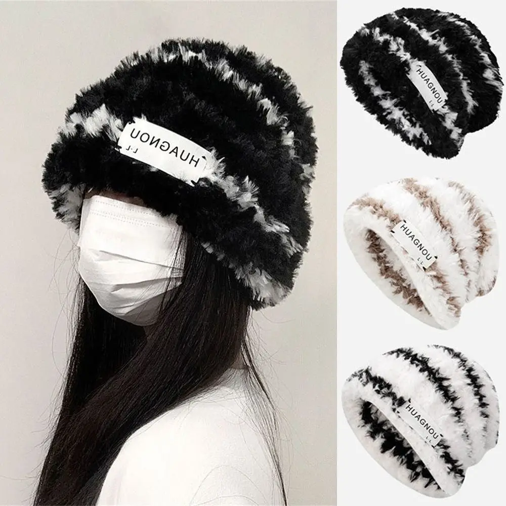 

Thickened Plush Hat Fashion Winter Warm Bonnet Caps Skullcap Women Female