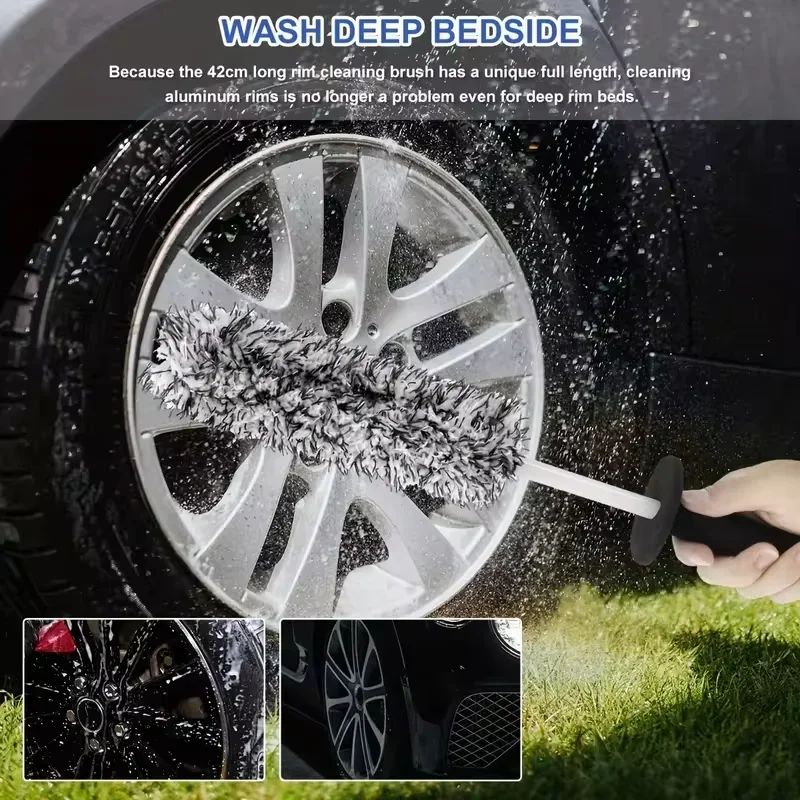 Car Wash Microfiber Wheels Brush Non-Slip Ultra Soft Car Cleaning Gloves Mitt Car Wheel Spokes Brushes Car Accessories 4