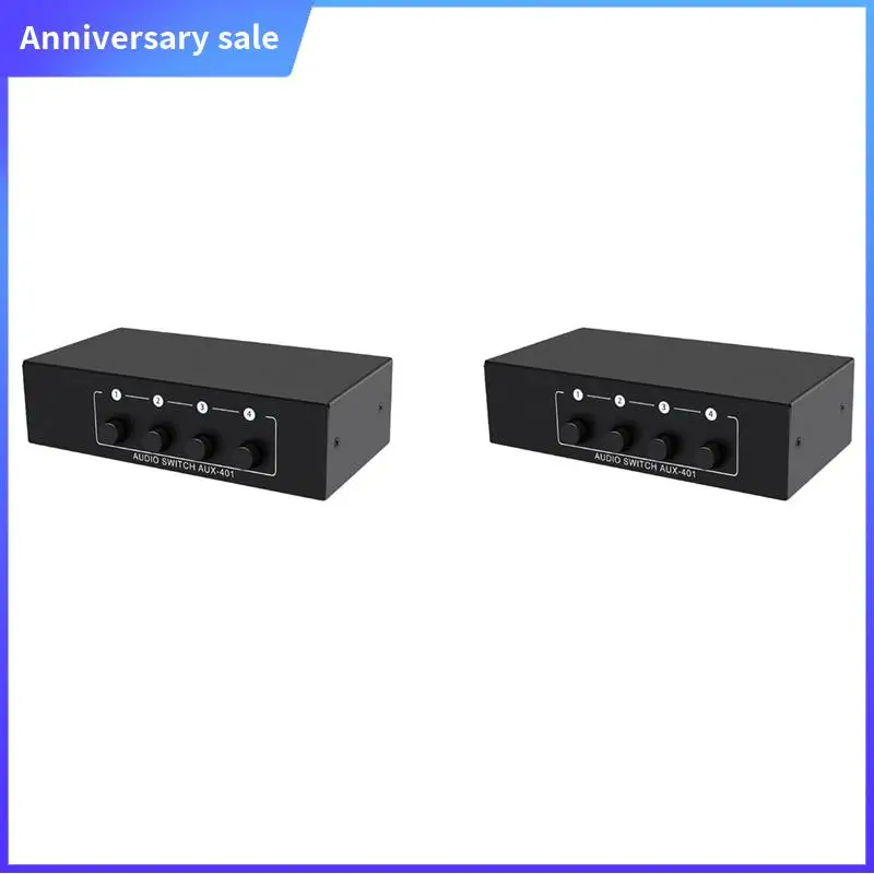 2X RCA AUX Audio Switcher 4 In 1 Out Stereo Audio Selector 4X1 3.5Mm Aux L/R RCA Switch Box, B