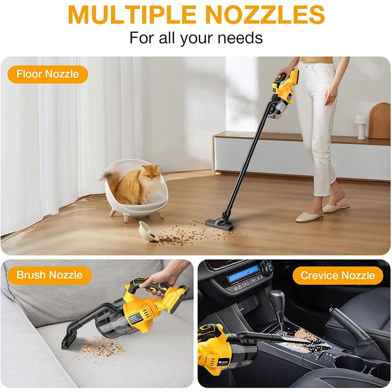 Wireless Electric Vacuum Cleaner EG 16000PA Big Suction for Hard Floor Carpet Car for Dewalt 20V Battery