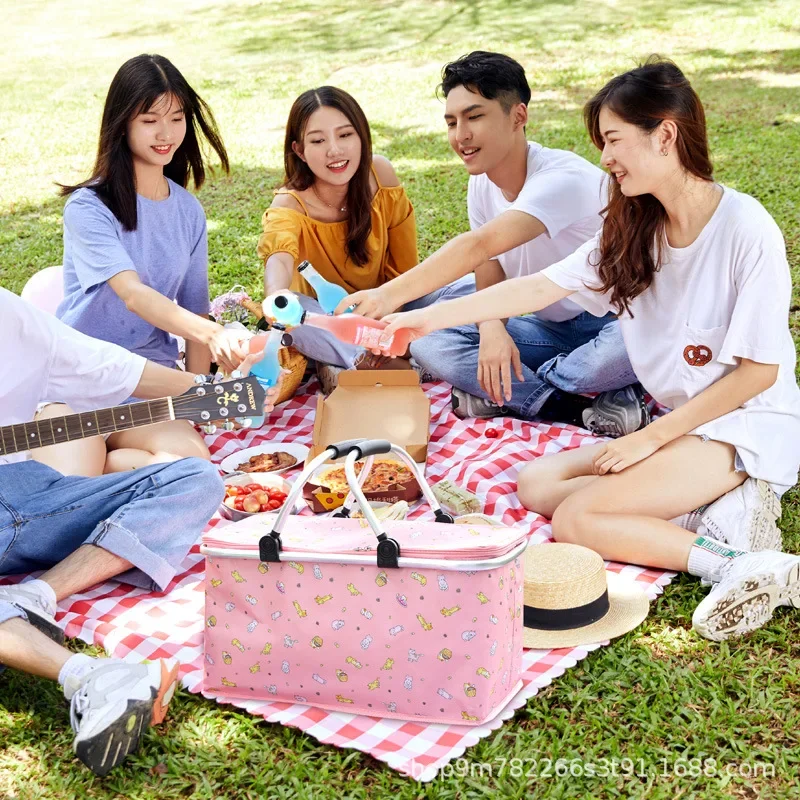 

Folding Picnic Basket Portable Ice Large Capacity Insulation Bag Fruit