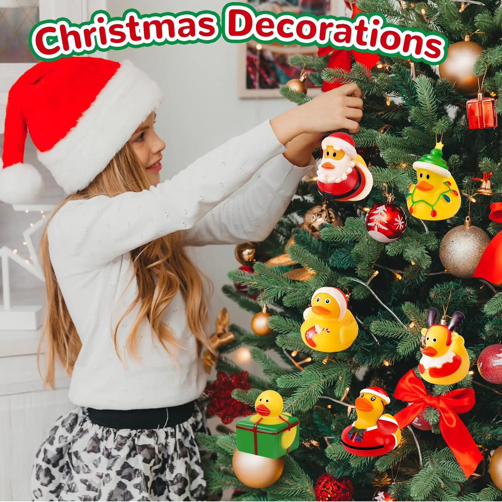 24 Pack Christmas Rubber Ducks in Bulk with Bag, Christmas Jeep Ducks for Ducking, Christmas Goodie Bag Stuffers, Baby Birthday 5