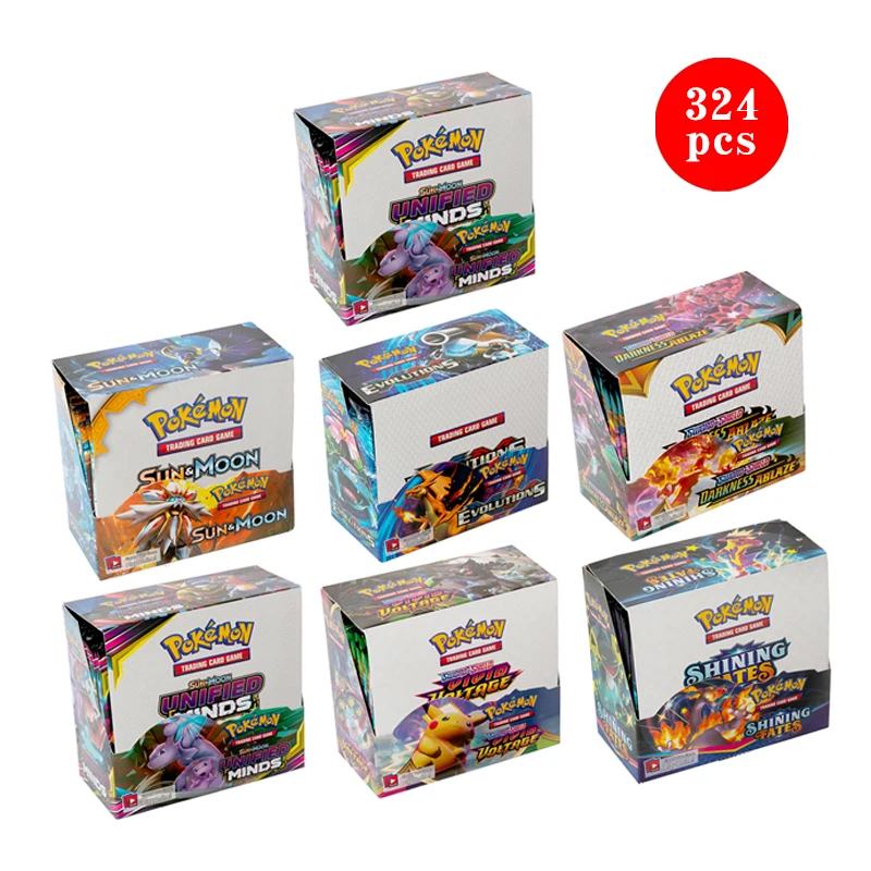 324 Pz/Set Pokemon Paper Card Evolutions Carte Da Gioco Aggiuntive Trading Play Toys Stili Di Battaglia Darkness Ablaze Regali Per Bambini