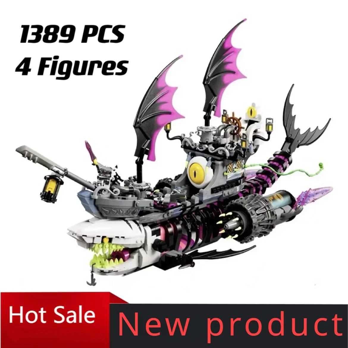 

IN STOCK 71469 Dream Nightmare Shark Ship Building Blocks Toy Set Ship Monster Vehicle Toy for Creative Play Gift for Kids