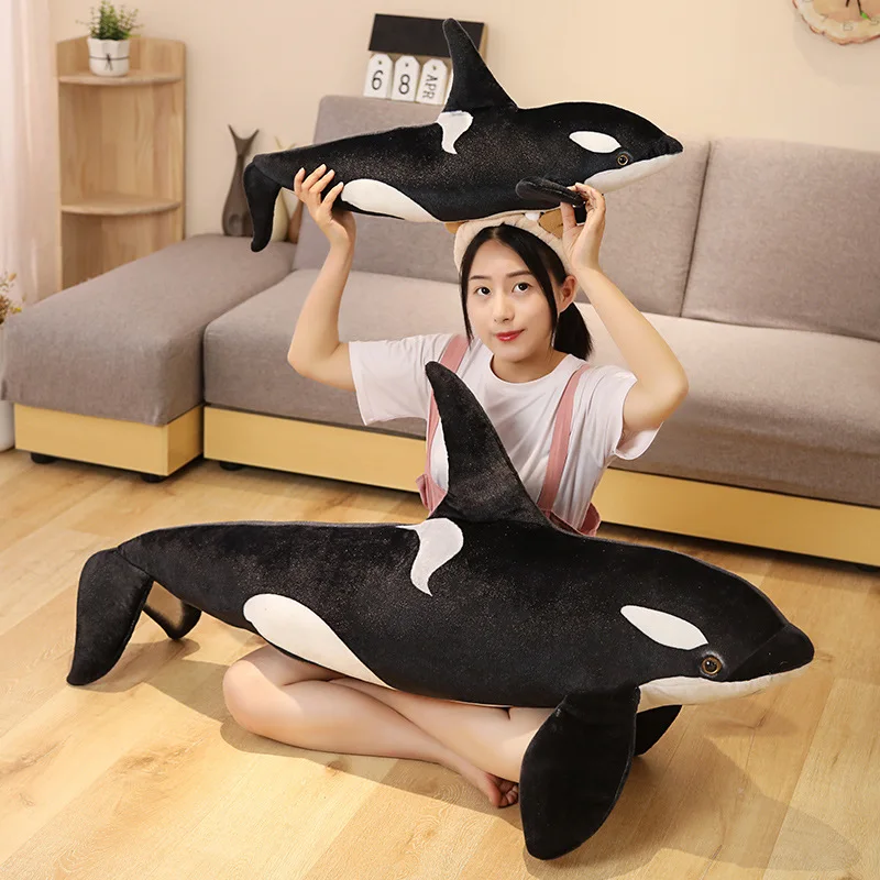 50- 130cm New Simulation Big Killer Whale Doll Pillow Soft Cartoon Stuffed Orcinus Orca Fish Plush Toy  Kids  Holiday Gifts 2