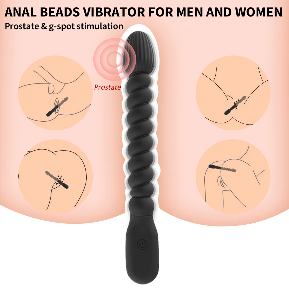 2023 new Vibrators Anal Beads 10 Speeds Female for Women Soft Butt Plug Stimulator Vibrating Gay Sex Toys for Men A_voghion.com