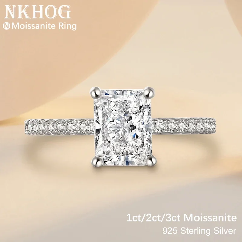 

NKHOG 1ct 2ct 3ct 7x9mm Moissanite Rings 925 Sterling Silver Colorless VVS Diamond Engagement Wedding Ring Women Band Jewelry