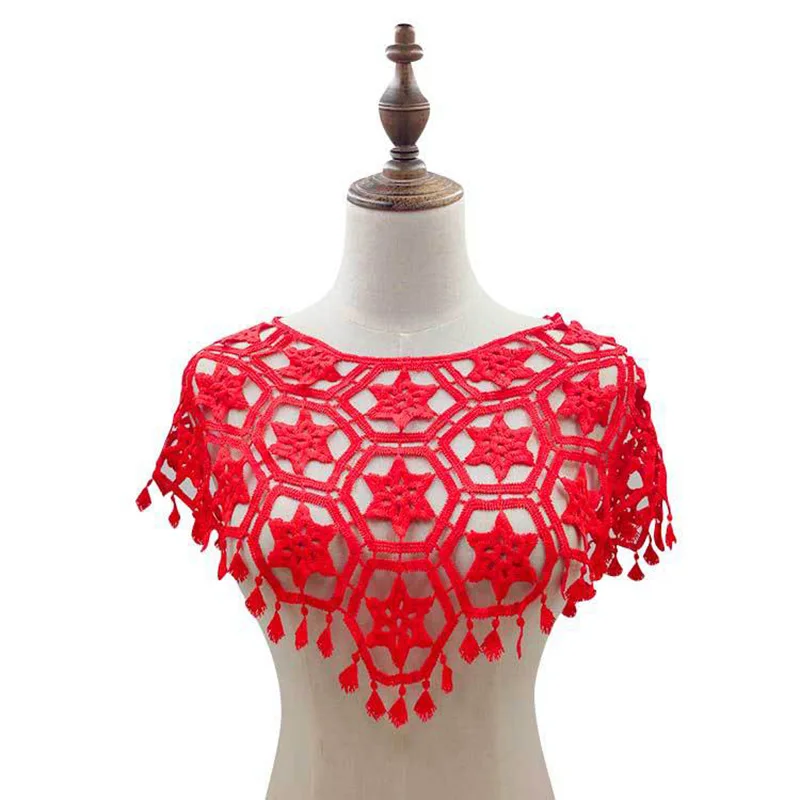 

Fashion Coat Short Lace Hook Flower Tassel Hollowed Four Seasons Pullover Small Vest Thin Embroidered Blouse Female Shawl D39