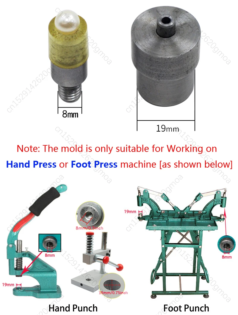 Description Picture 4 of itemPearl Rivet Dies for Hand Press Tool Mold for Rivets Pearl for DIY Clothes Jeans Shoes Bags Leathercraft Handmade Accessorie