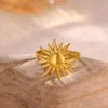 88198-f5395a.jpg Bague d'été imperméable couleur or rose pour femmes, anillos romantiques en forme de fleur de marguerite, en acier inoxydable, cadeaux élégants pour fête