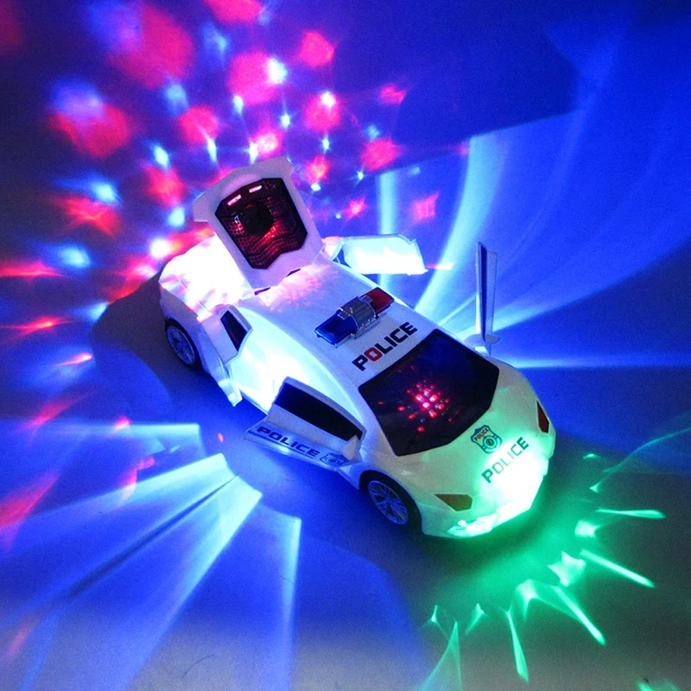 2023 New Electric Dancing Deformation Rotating Universal Police Car Boy Toy Children Girl Music Luminous Car