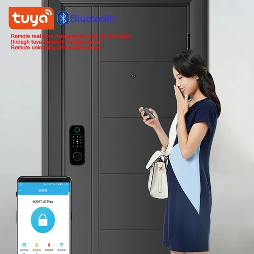 Tuya TTlock 스마트 홈 블루투스 지문 잠금 장치, 스마트 도어락, 디지털 비밀번호 앱 원격 잠금 해제, 전자 잠금 장치 3