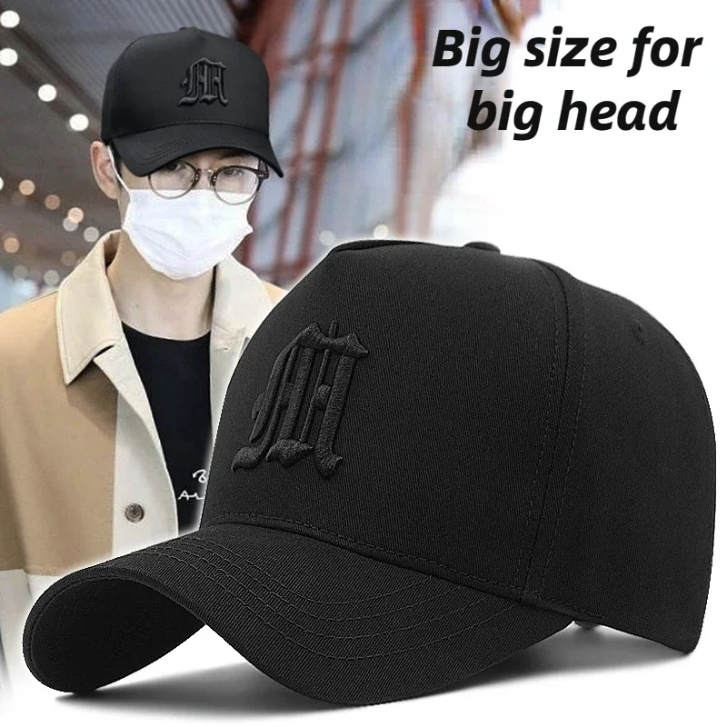 Big Head Baseball Cap for Men Women's Sun Hat 2024 Summer Cotton Fashion  Design Half Mesh Breathable Snapback Trucker Hat Golf