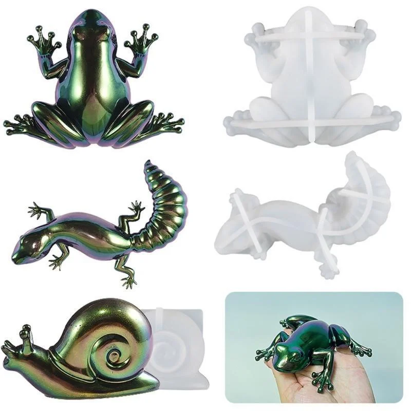 3D DIY Crystal Glue Easter Frog Lizard Snail Animal Ornament Jewelry Silicone Mold