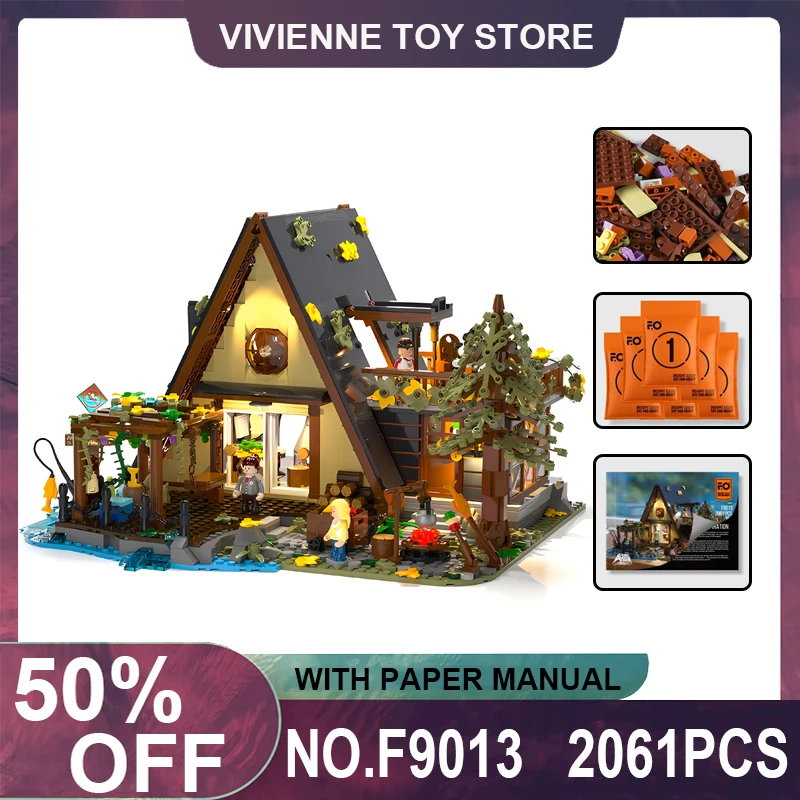 

Creative Expert Modular MOC F9013 A Frame Cabing House With LED Light Building Blocks Bricks Puzzle Toys Brithday Gifts For Kids