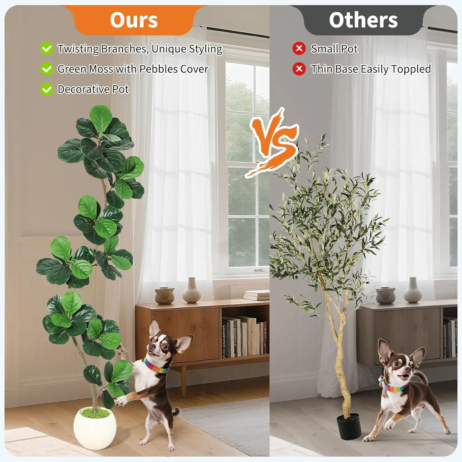 Künstlicher Geigenblatt-Feigenbaum, künstliche Pflanze mit weißem Pflanzgefäß, großer künstlicher Ficus-Baum für Zuhause oder Büro, Einweihungsgeschenk – Detail 22