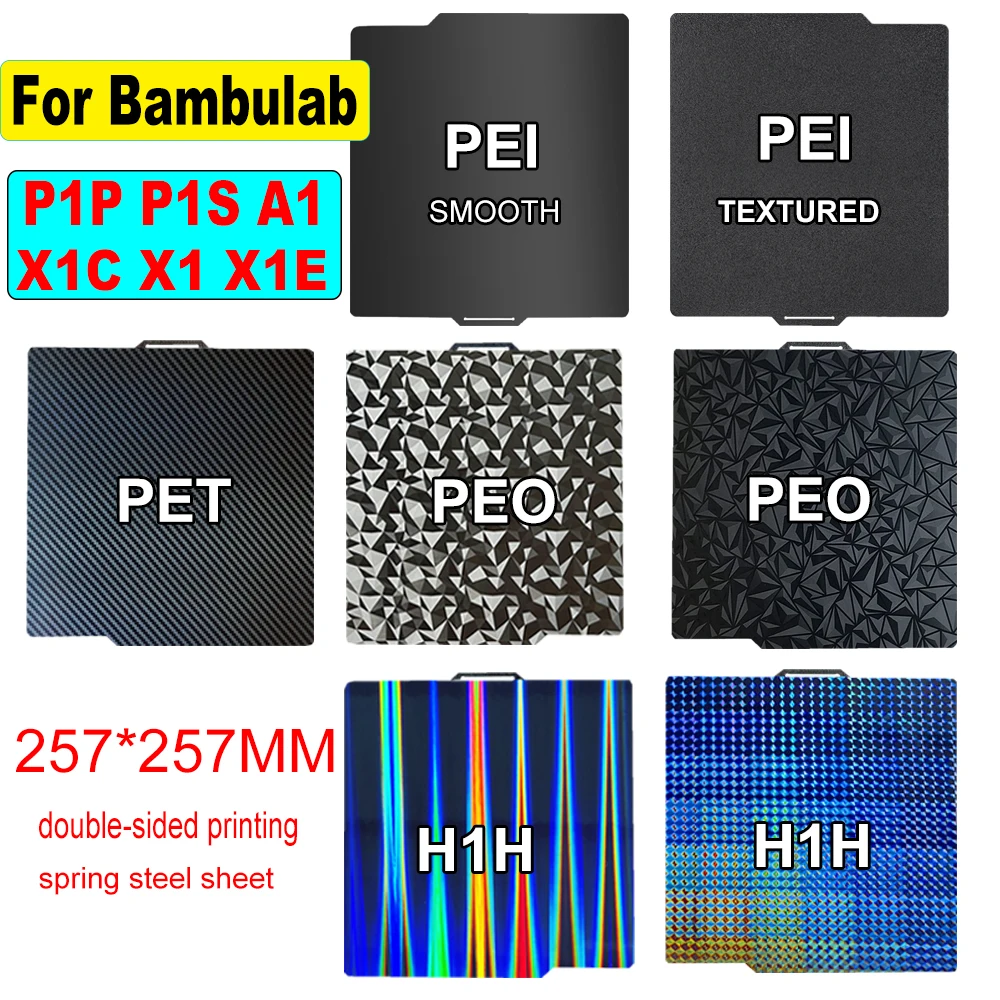 Asbrot PEI Bauplatte Für Bambu Lab X1/X1C/P1P/P1S/A1 – Doppelseitig, 257x257 Mm, Strukturiert