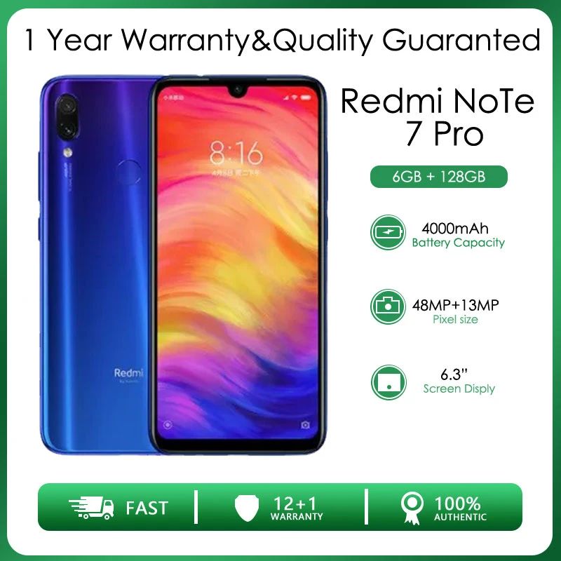 Original Xiaomi Redmi Note 7 Pro Smartphone 6GB RAM 128G ROM Android ...