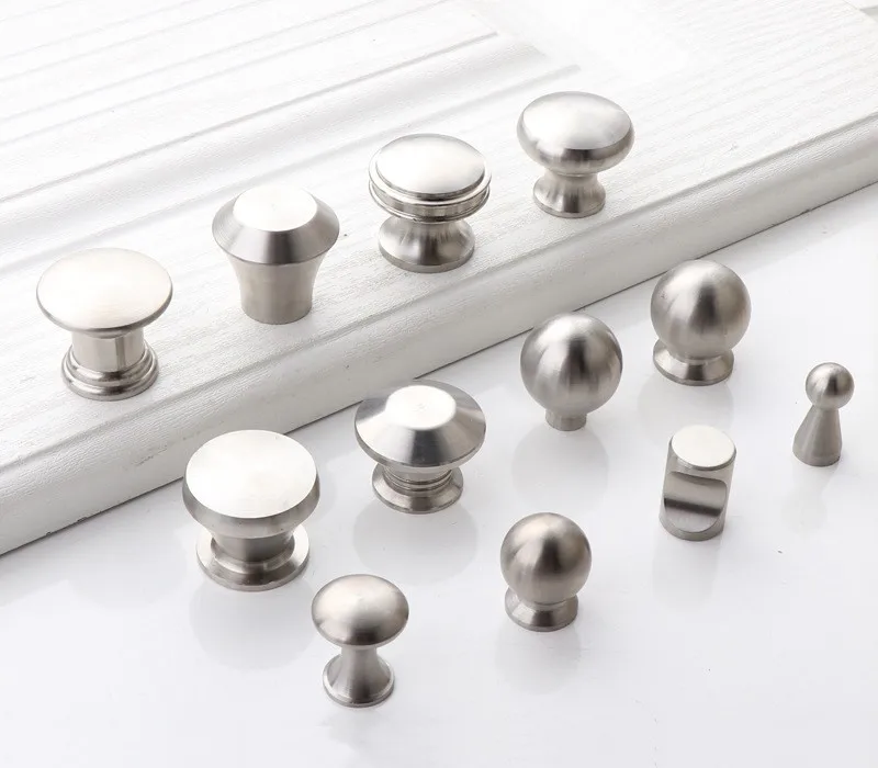 Modern simple 304 stainless steel solid single hole handle Closet drawer small knobs