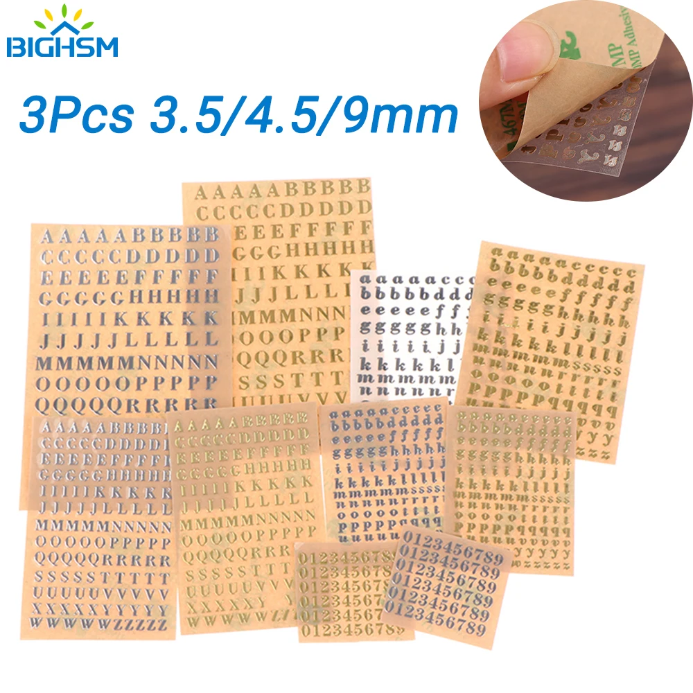3 Pz 3.5/4.5/9Mm Lettere Dell'Alfabeto Grosso Glitter Resina Epossidica Adesivi Decorativi Lettere Engkish Numeri Otturazioni In Resina Epossidica Uv