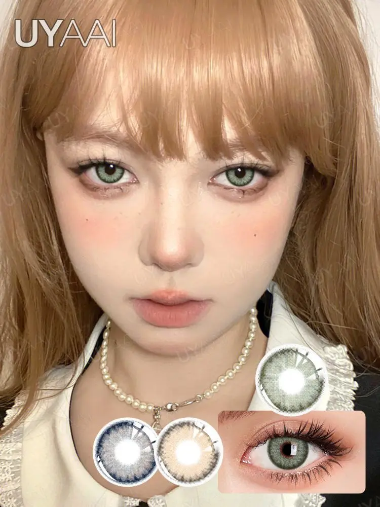 

UYAAI 1 Pair Color Contact Lenses Beauty Natural Fashion Cosmetic Colored Lens Eyes Contacts Lenses Green Colorcon