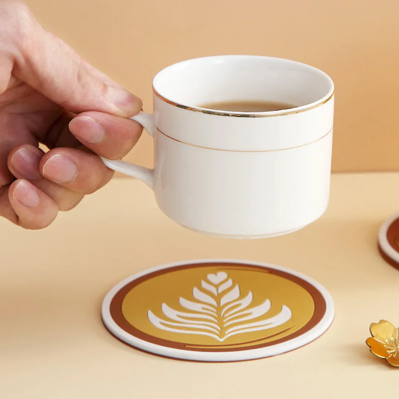 

1pcs Desktop Waterproof Protect Durable Anti-hot Coffee Coaster Insulation Creative Design High Quality Coffee Flower Coaster